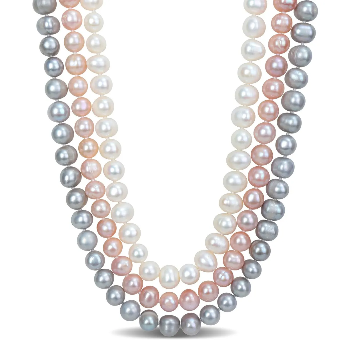Sofia B. 3-Strand 7.5-8mm Multi-Color Cultured Freshwater Pearl Necklace with Silver Bayonet Clasp sold by Zulily