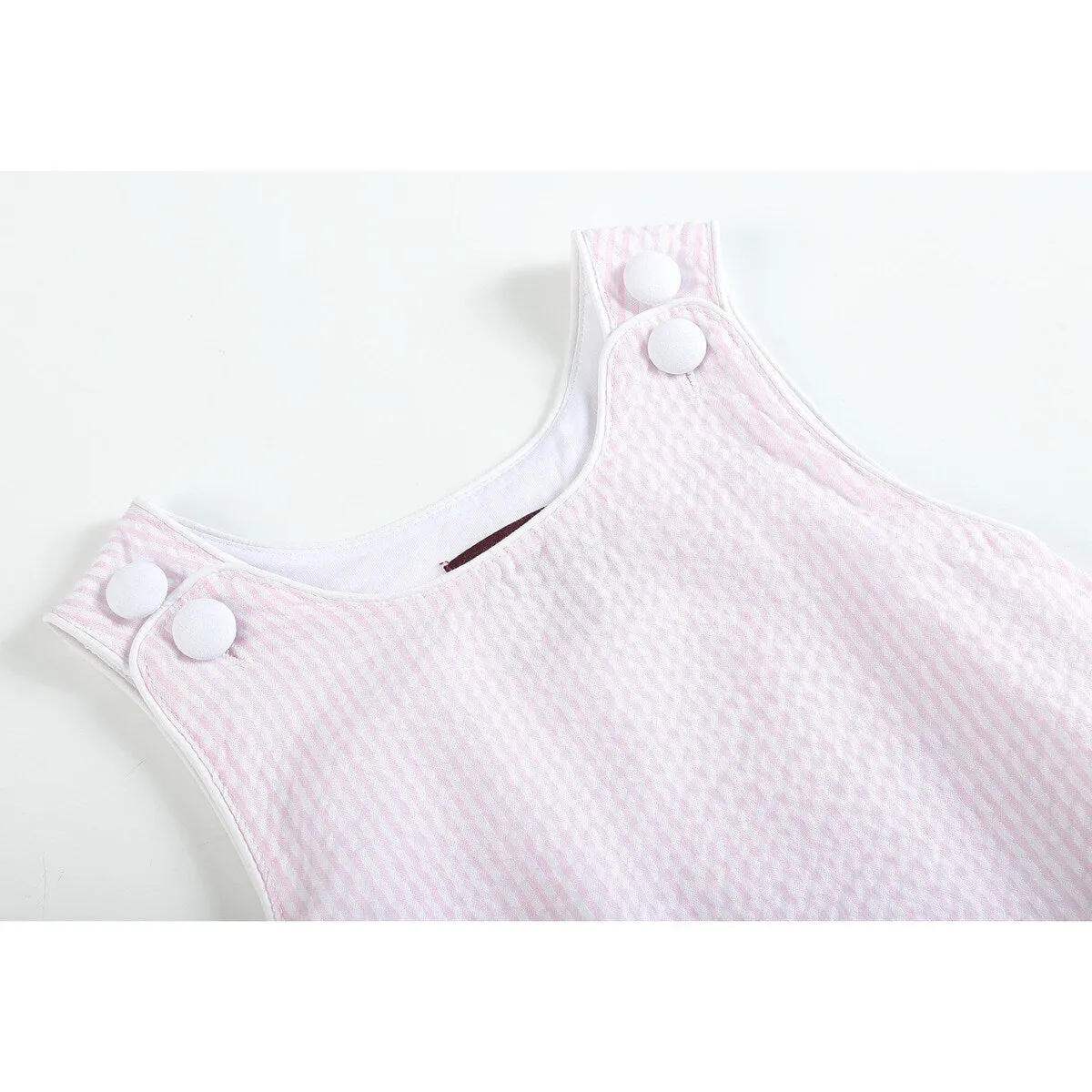 Classic Pink Seersucker Bubble Romper sold by Zulily product image thumbnail 3