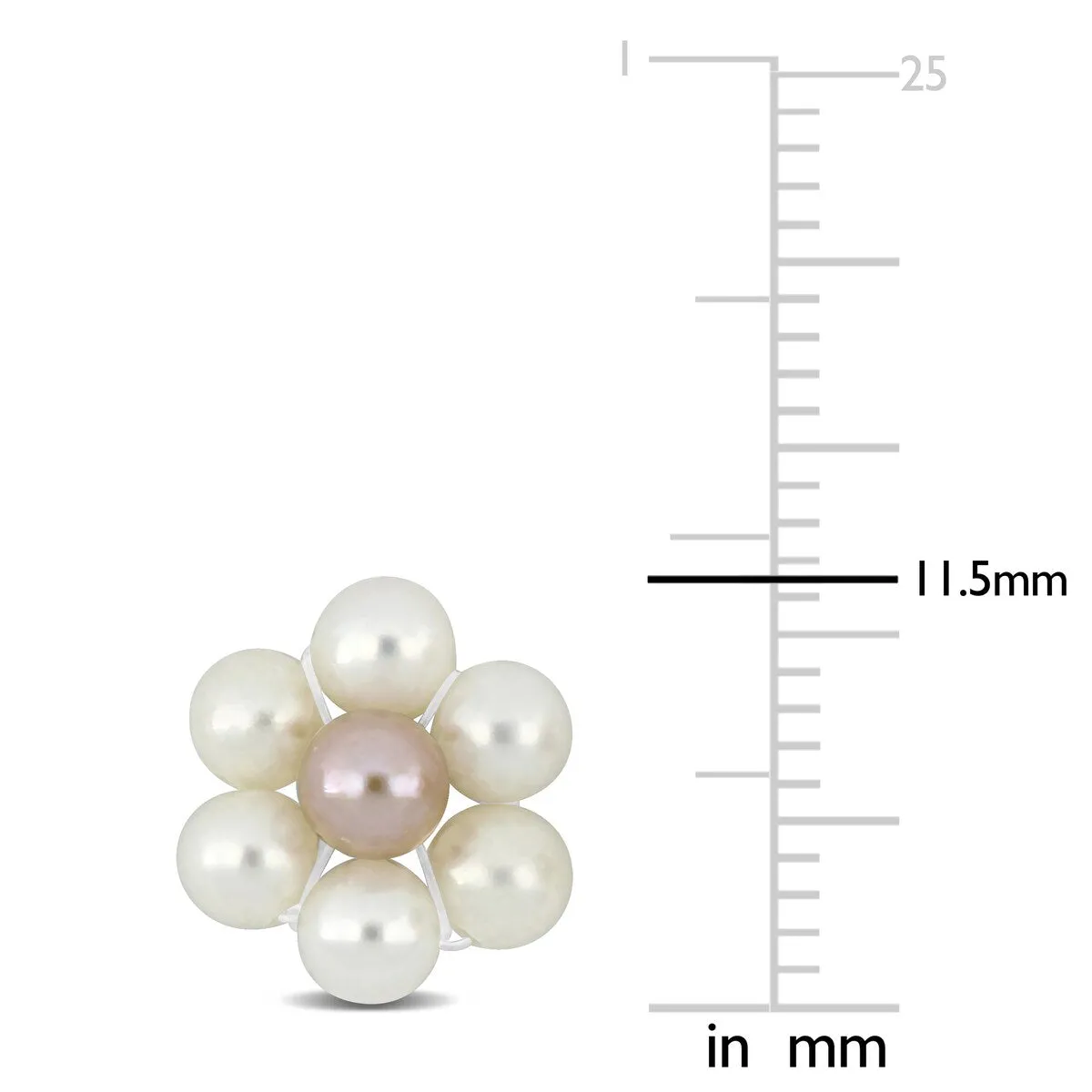 Sofia B. White Pink Cultured Freshwater Pearl Flower Design Stud Earrings Sterling Silver sold by Zulily product image thumbnail 2