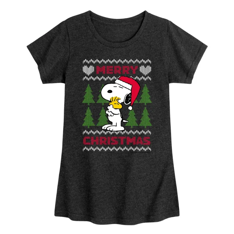 Girls Peanuts Snoopy Ugly Sweater Tee sold by Zulily