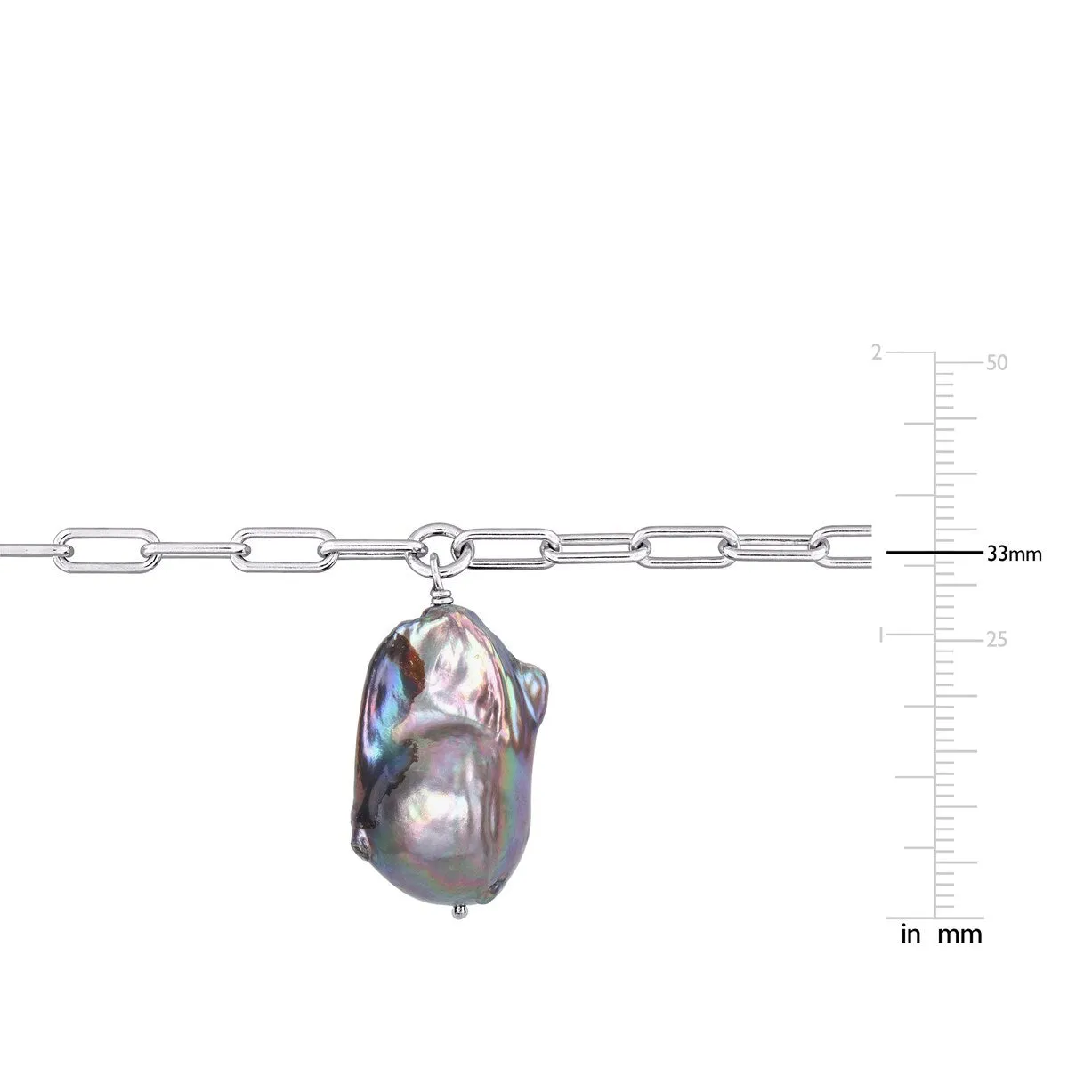 Sofia B. Grey Cultured Freshwater Baroque Pearl Lariat Necklace Paperclip Link Chain Sterling Silver sold by Zulily product image thumbnail 2