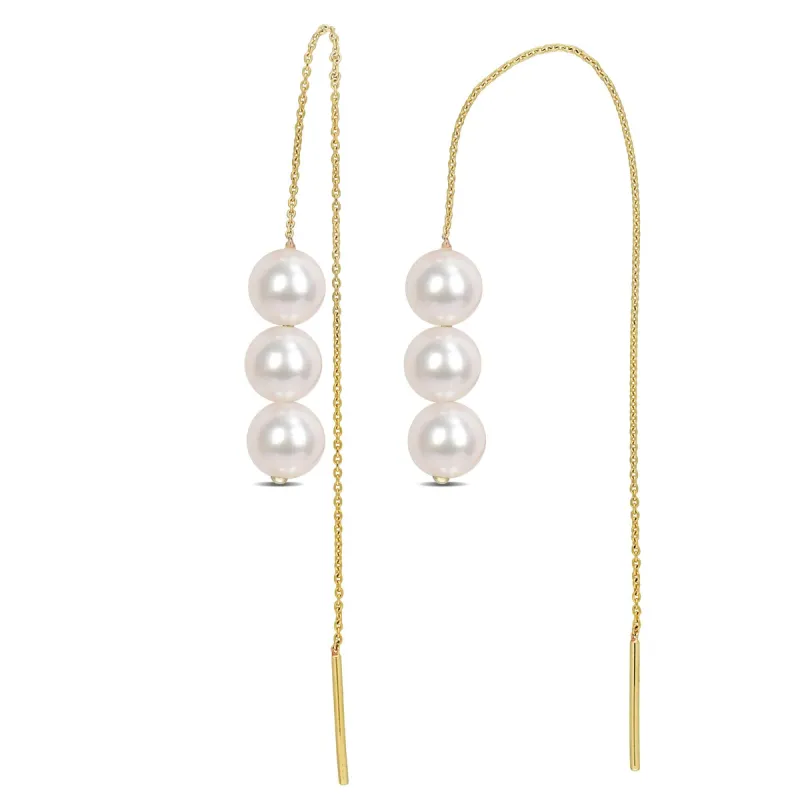 Sofia B. 6-6.5mm Cultured Freshwater Pearl Threader Earrings 10k Yellow Gold sold by Zulily