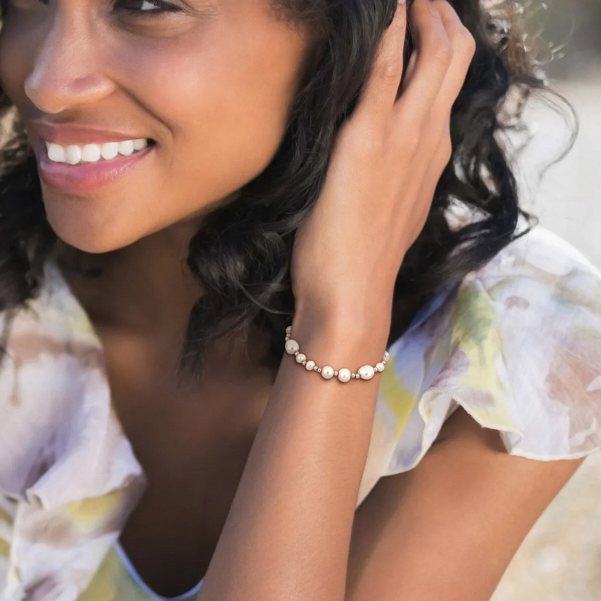 Sofia B. 5-10mm Cultured Freshwater Pearl Bracelet with 3mm Beads in Sterling Silver - 7.5+2 in. sold by Zulily product image thumbnail 4