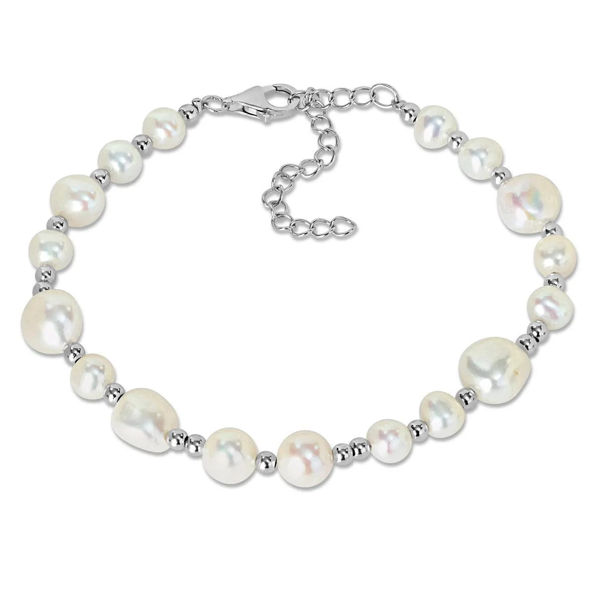 Sofia B. 5-10mm Cultured Freshwater Pearl Bracelet with 3mm Beads in Sterling Silver - 7.5+2 in. sold by Zulily