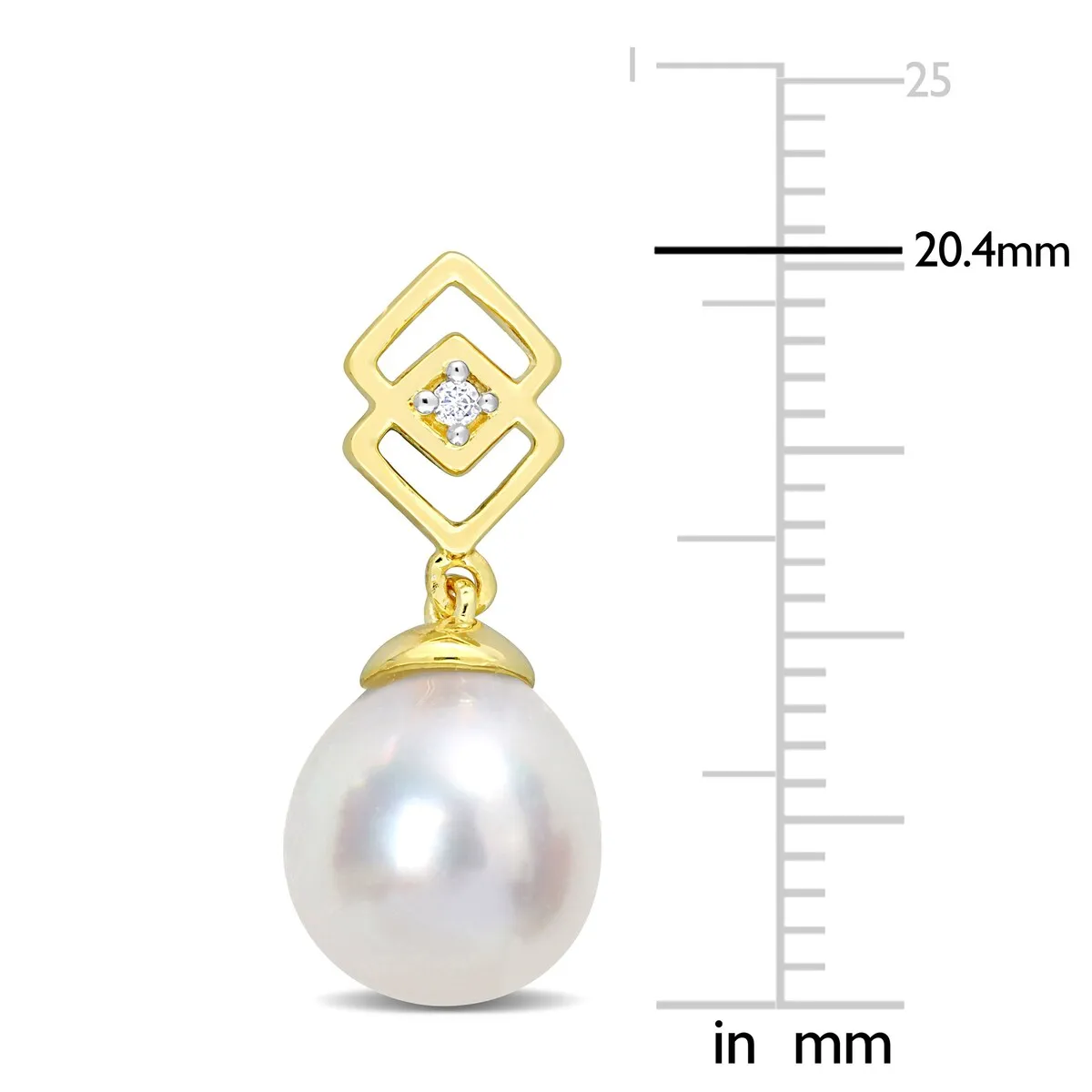 Sofia B. 8-9mm South Sea Cultured Pearl White Topaz Drop Earrings Yellow Silver sold by Zulily product image thumbnail 2