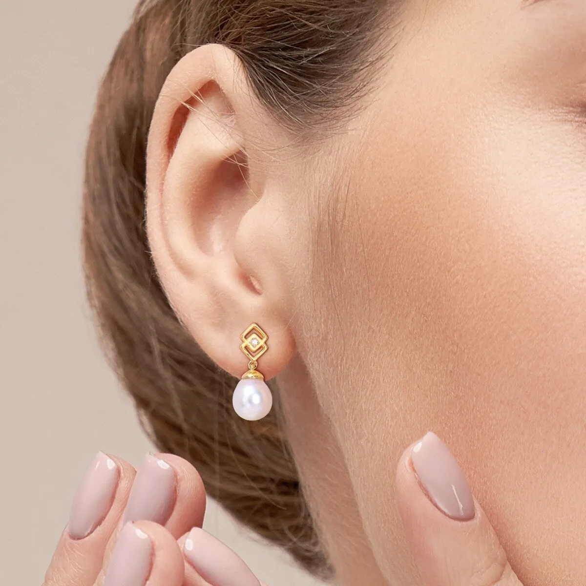 Sofia B. 8-9mm South Sea Cultured Pearl White Topaz Drop Earrings Yellow Silver sold by Zulily product image thumbnail 4