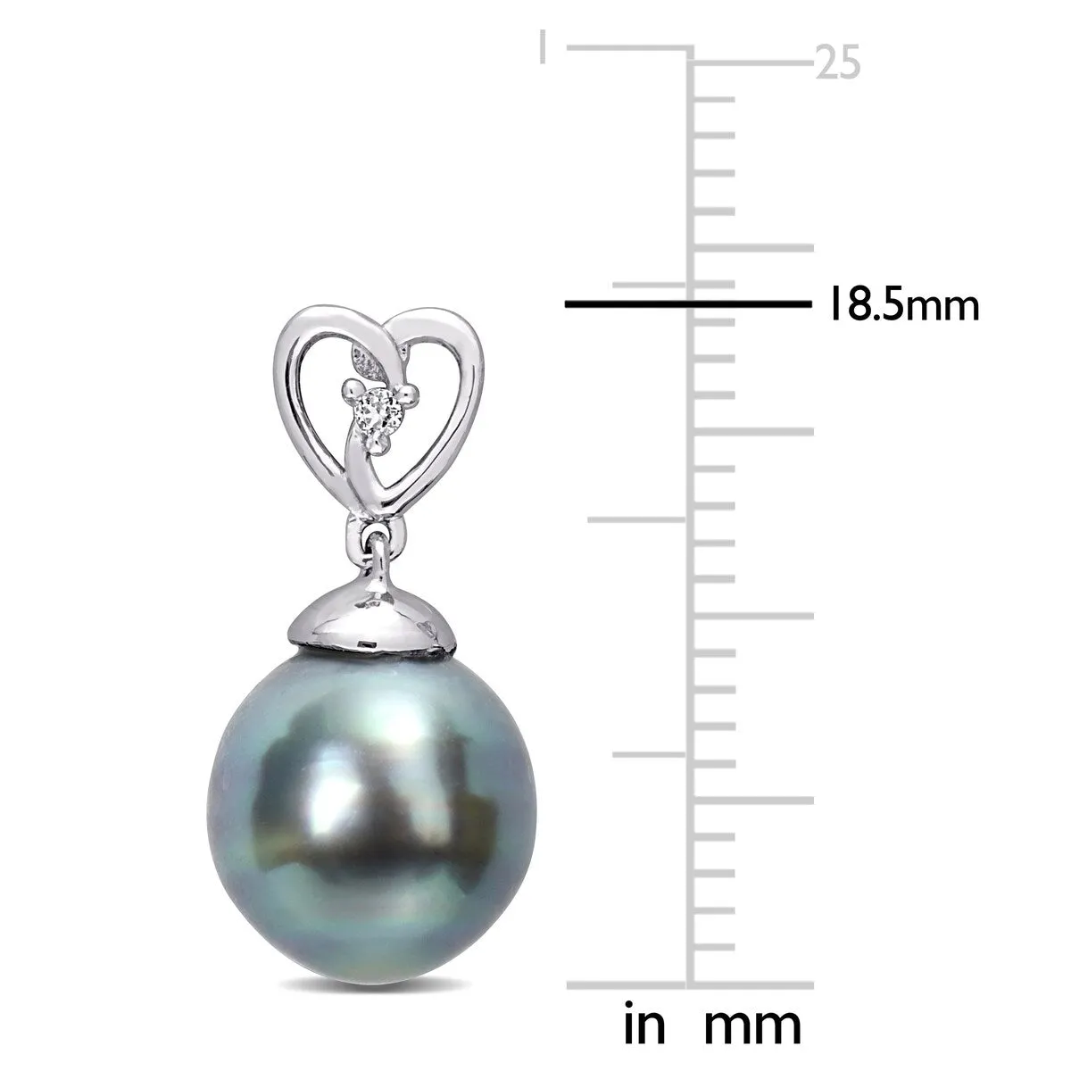 Sofia B. 8-9mm Black Tahitian Cultured Pearl White Topaz Drop Earrings Sterling Silver sold by Zulily product image thumbnail 2