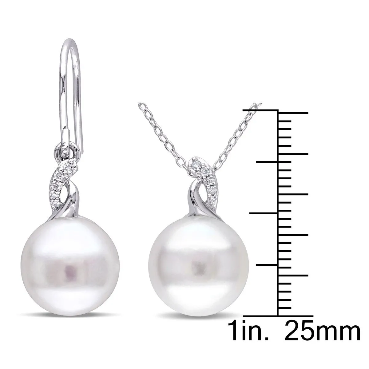 Sofia B. Cultured Freshwater Pearl 1/10ct TW Diamond Hook Earrings Necklace Set Sterling Silver sold by Zulily product image thumbnail 2