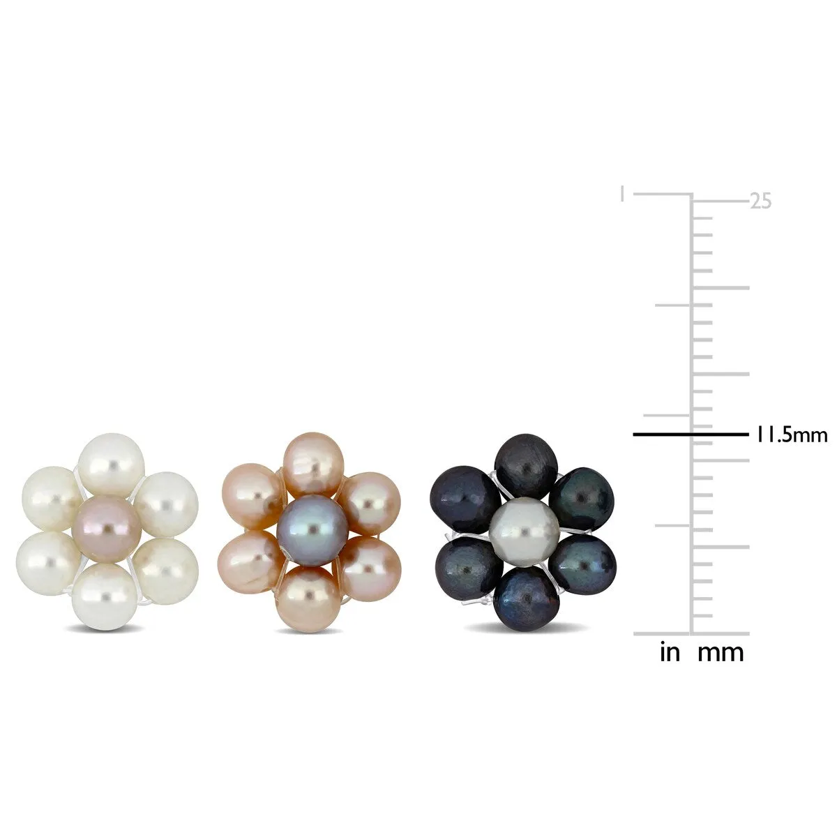 Sofia B. Multi-Color Cultured Freshwater Pearl Flower Design Stud Earrings 3-Piece Set Sterling Silver sold by Zulily product image thumbnail 2
