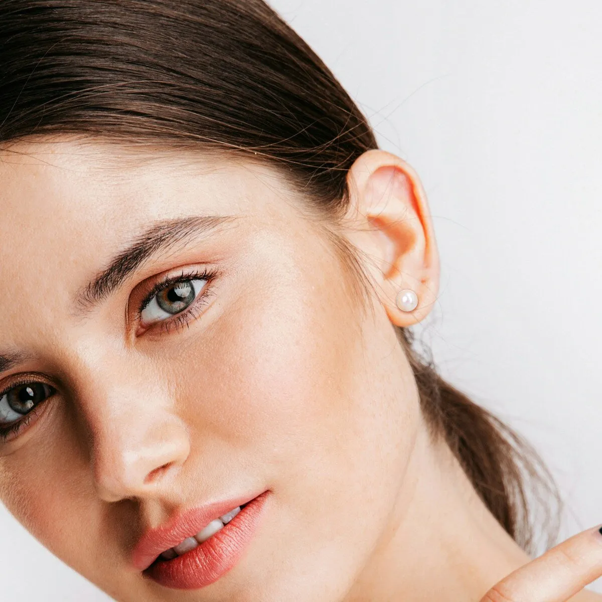 Sofia B. 6-6.5mm Cultured Freshwater Pearl Halo Stud Earrings 10k White Gold sold by Zulily product image thumbnail 4