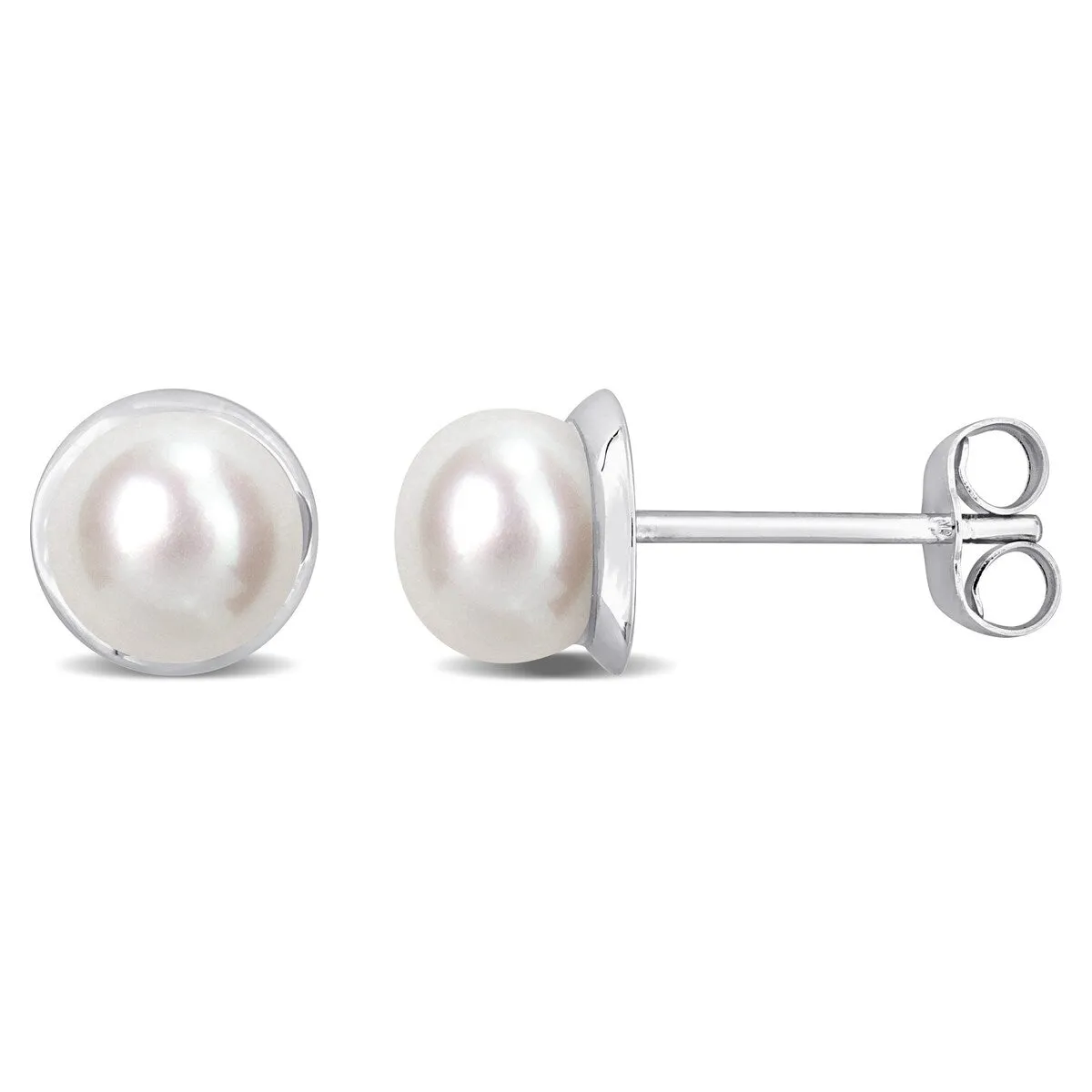 Sofia B. 6-6.5mm Cultured Freshwater Pearl Halo Stud Earrings 10k White Gold sold by Zulily