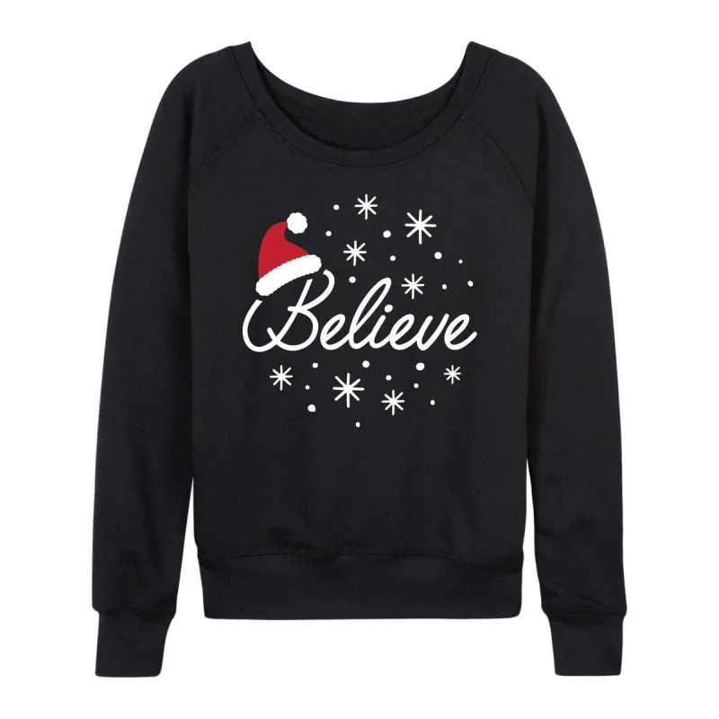 Women's Believe With Santa Hat Slouchy made by Zulily