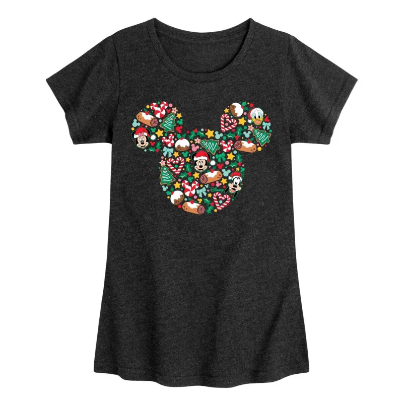 Girls Disney Mickey Silhouette Christmas Tee sold by Zulily