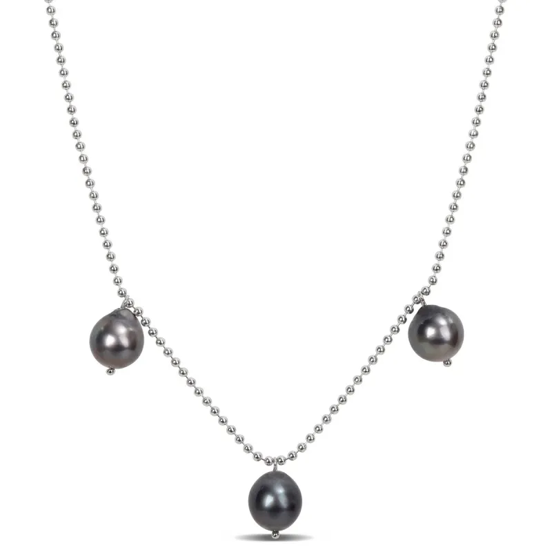 Sofia B. 18" 8-9mm Black Tahitian Cultured Pearl Station Chain Necklace Sterling Silver sold by Zulily