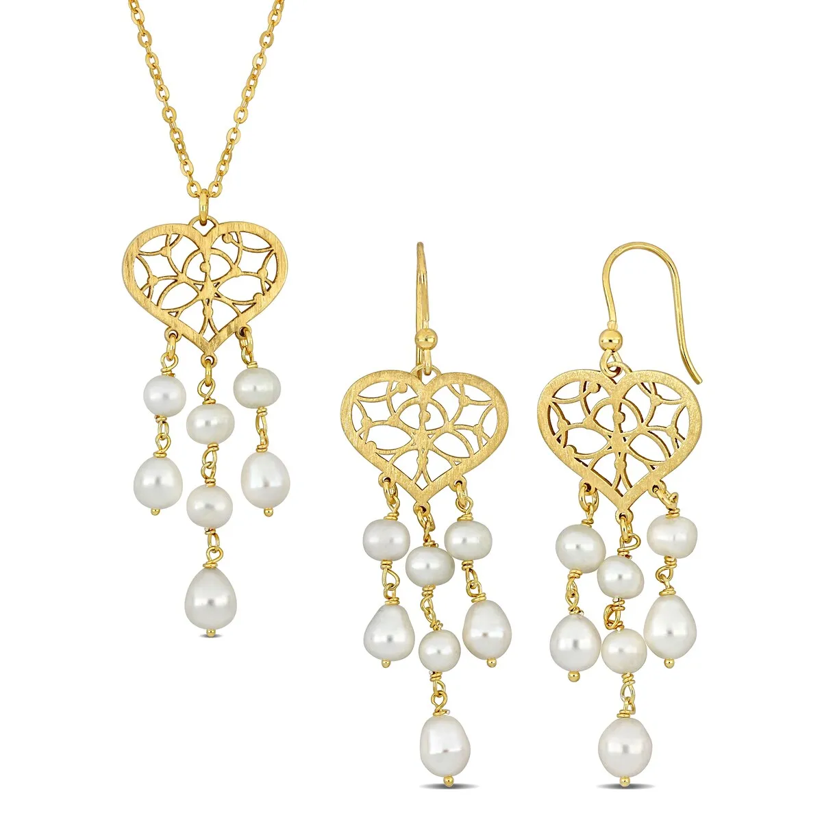 Sofia B. Cultured Freshwater Pearl Heart Jewelry Set Yellow Silver sold by Zulily