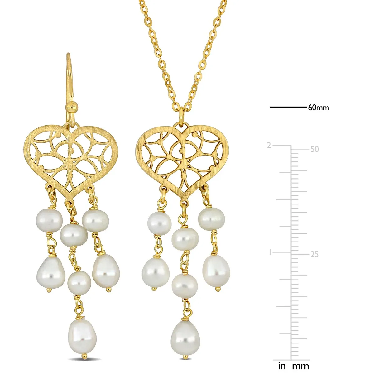 Sofia B. Cultured Freshwater Pearl Heart Jewelry Set Yellow Silver sold by Zulily product image thumbnail 2