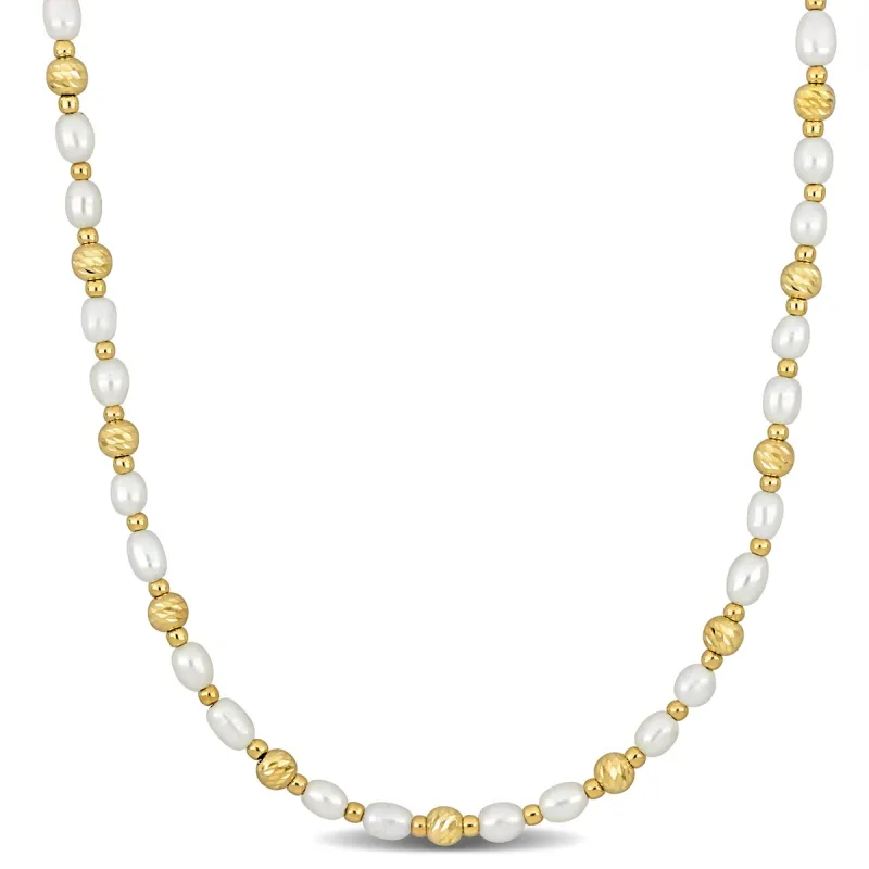 Sofia B. 3.5-4mm Cultured Freshwater Ball Bead Station Necklace Silver - 16 + extender sold by Zulily