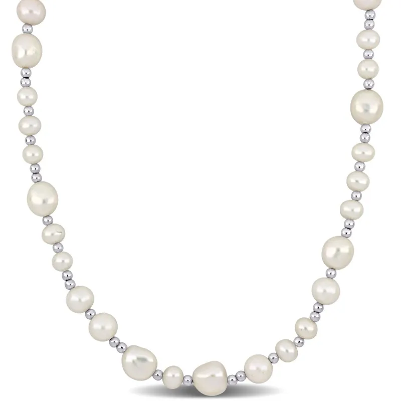 Sofia B. 5-10mm Cultured Freshwater Pearl Necklace with 3mm Sterling Silver Beads - 18+2 in. sold by Zulily
