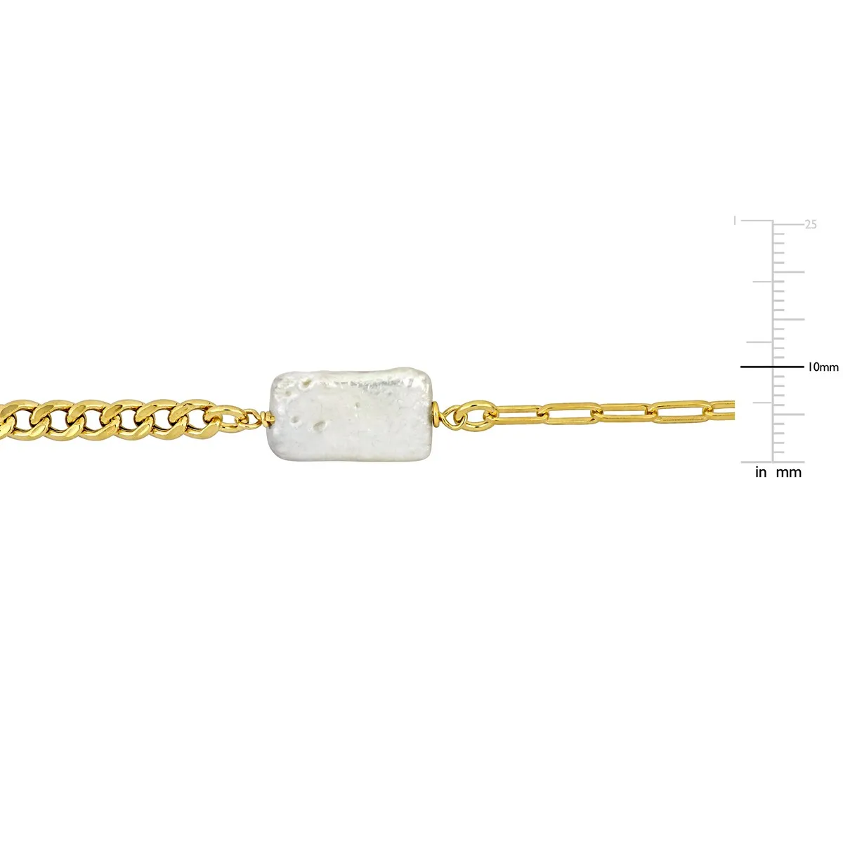 Sofia B. Cultured Freshwater Pearl Station Necklace Curb Paperclip Link Chain Yellow Silver - 33 in sold by Zulily product image thumbnail 2