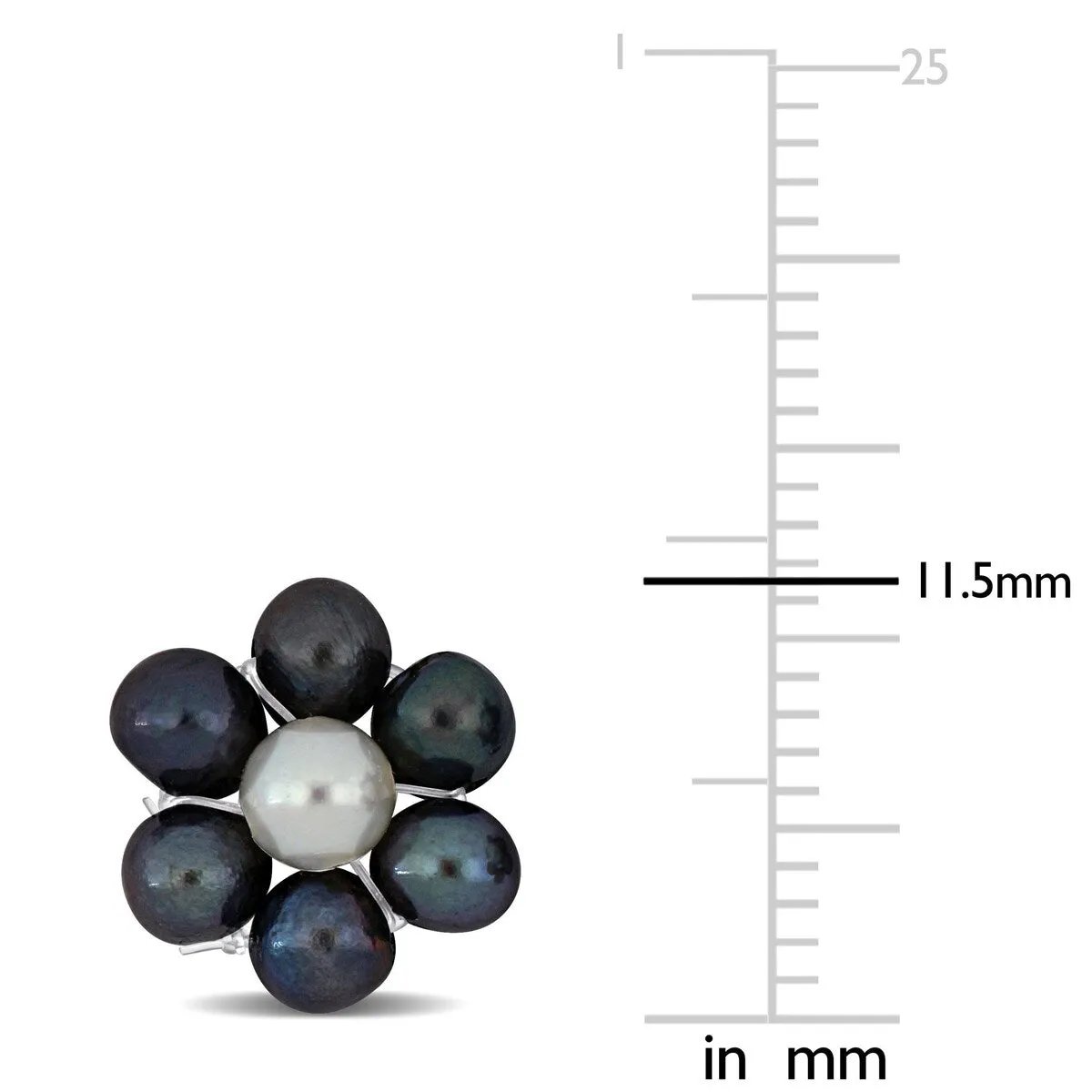 Sofia B. Black White Flower Design Cultured Freshwater Pearl Stud Earrings Sterling Silver sold by Zulily product image thumbnail 2