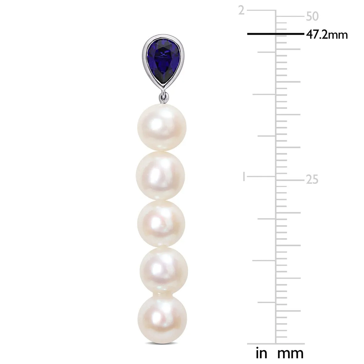 Sofia B. Cultured Freshwater Pearl 2 1/3ct TGW Created Blue Sapphire Earrings Sterling Silver sold by Zulily product image thumbnail 2