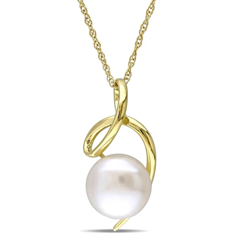 Sofia B. 8 - 8.5 MM Cultured Freshwater Pearl Swirl Pendant with Singapore Chain 10k Yellow Gold sold by Zulily