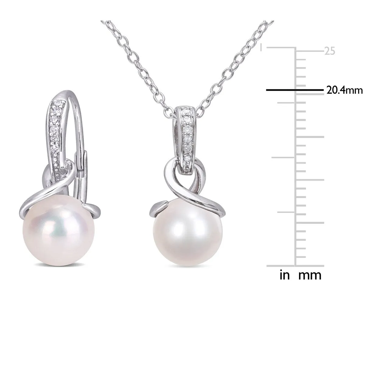 Sofia B. Cultured Freshwater Pearl 1/10ct TDW Diamond Twisted Jewelry Set Sterling Silver sold by Zulily product image thumbnail 2