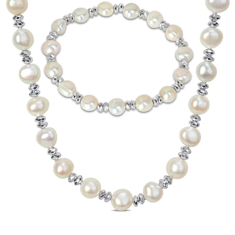 Sofia B. Cultured Freshwater Pearl Strand Necklace Double Rondelle Bracelet Set Sterling Silver sold by Zulily
