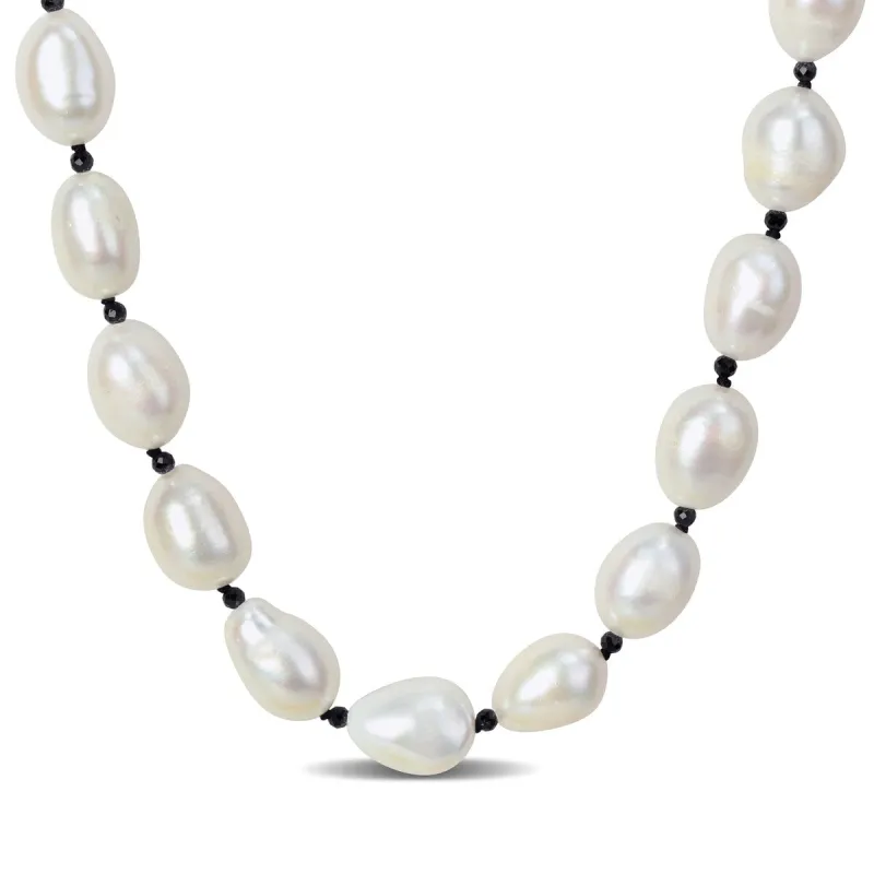 Sofia B. Cultured Freshwater Pearl Black Spinel Beaded Layering Necklace Sterling Silver Clasp sold by Zulily