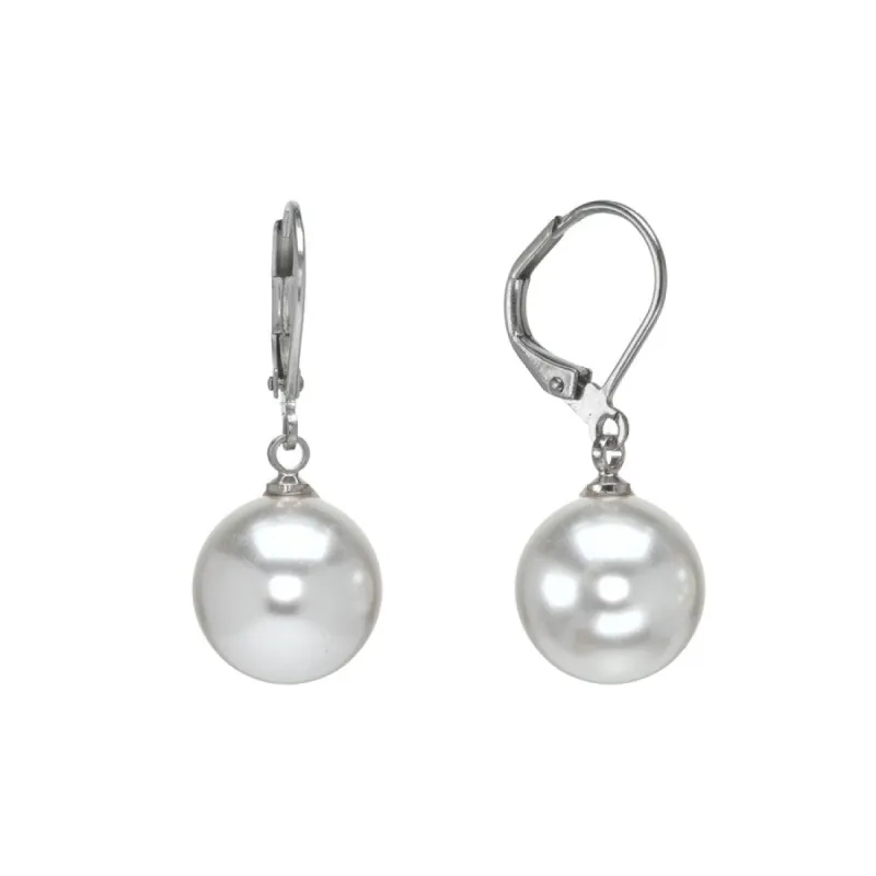 Swarovski Pearl and Stainless Steeel Drop Earrings - 10mm sold by Zulily