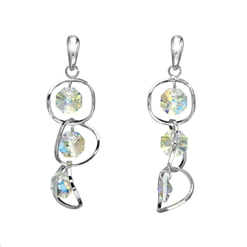 Silvertone & Hexagon Aurora Borealis Crystal Drop Earrings sold by Zulily