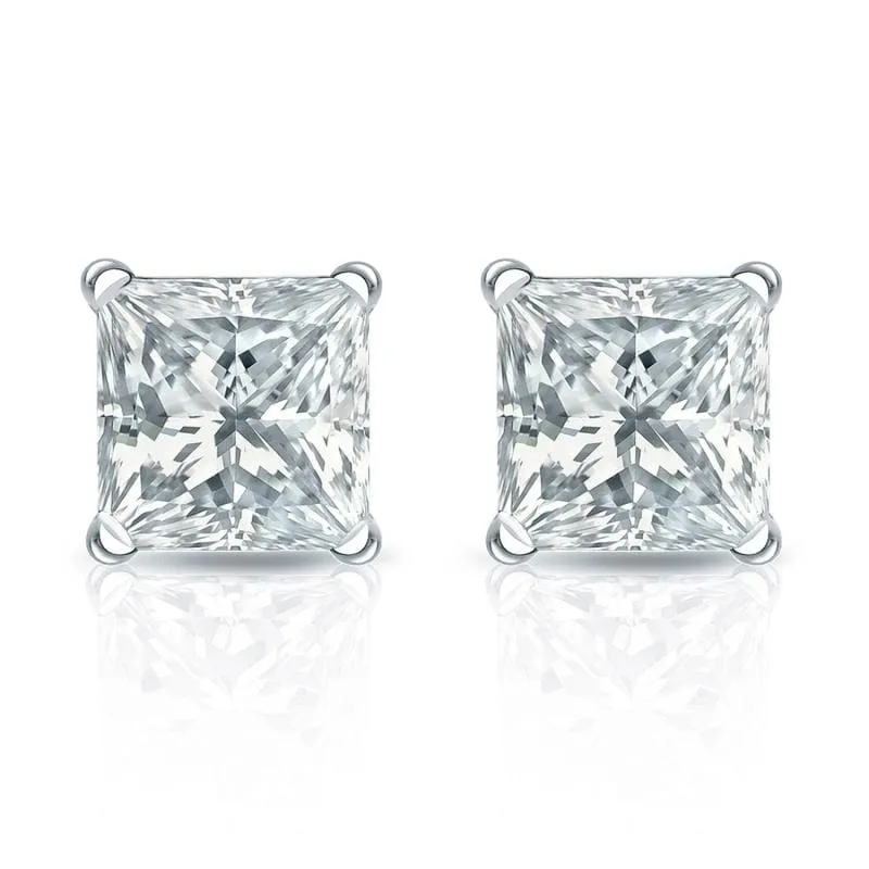 Auriya 14-karat Gold Lab Grown 1.80 carat TDW Princess Diamond Stud Earrings 4-Prong Martini Push-back sold by Zulily product image thumbnail 2