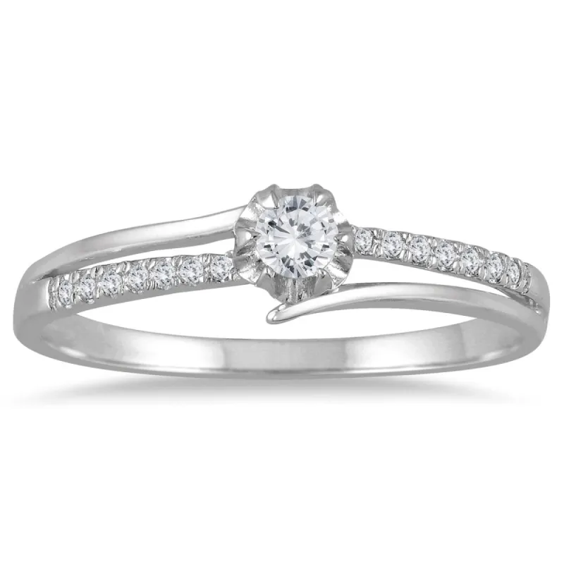 1/6 Carat TW Diamond Engagement Ring in 10K White Gold sold by Zulily