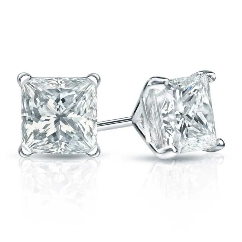Auriya 14-karat Gold Lab Grown 1.80 carat TDW Princess Diamond Stud Earrings 4-Prong Martini Push-back sold by Zulily