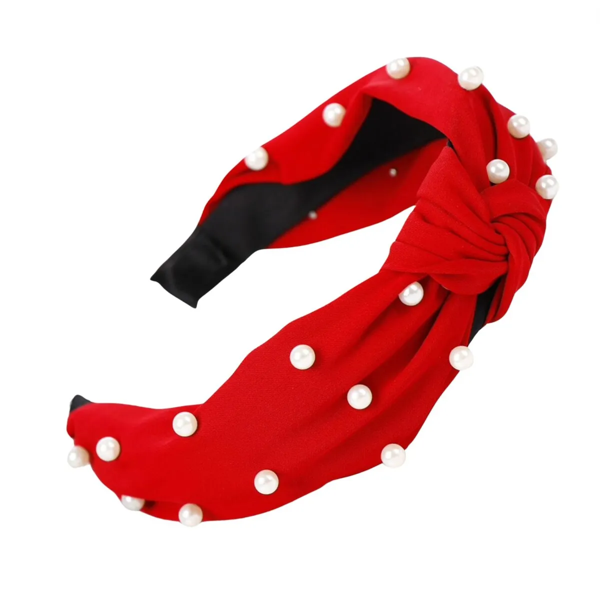 Red Faux Pearl Knotted Headband sold by Zulily