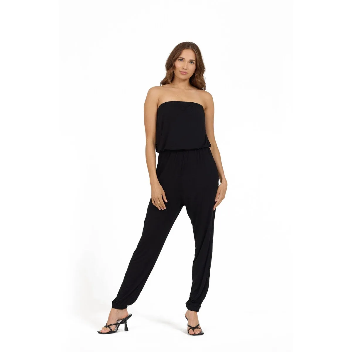 GO COUTURE Jumpsuit Tube Top Banded Waist with Pockets sold by Zulily