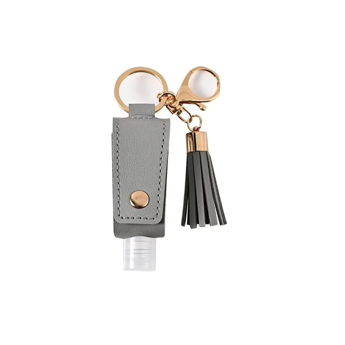 Grey Goldtone Tassel Hand Sanitizer Keychain With Empty Bottle sold by Zulily