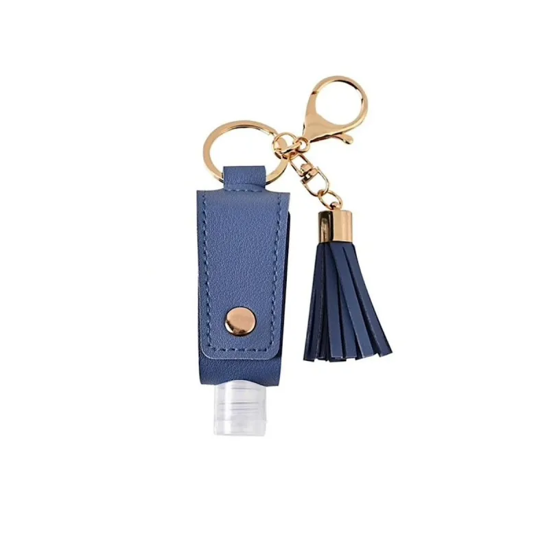 Blue Goldtone Tassel Hand Sanitizer Keychain With Empty Bottle made by Zulily