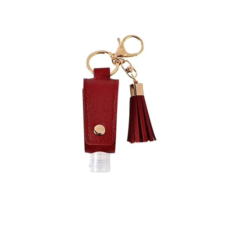 Burgundy Goldtone Tassel Hand Sanitizer Keychain With Empty Bottle sold by Zulily