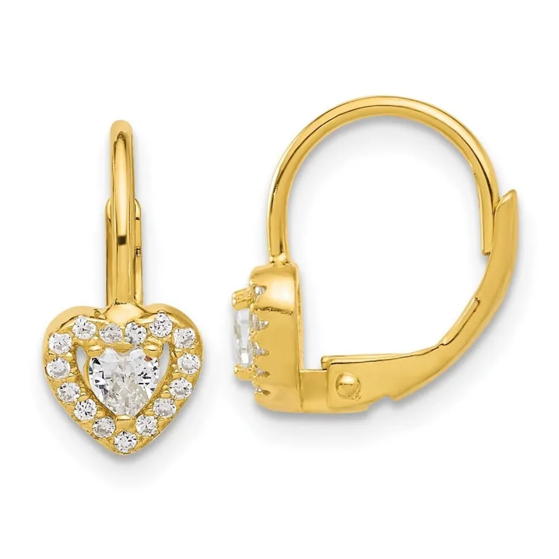 Curata 925 Sterling Silver Gold-Tone 6.7x14.3mm Cubic Zirconia Love Heart Leverback Earrings sold by Zulily
