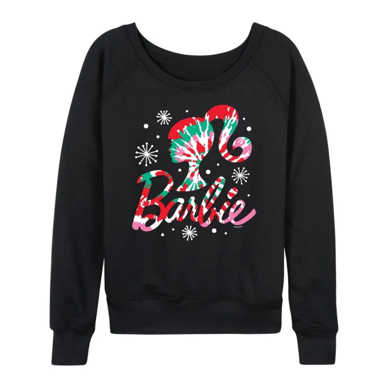 Women's Barbie Holiday Tie Dye Logo Slouchy sold by Zulily