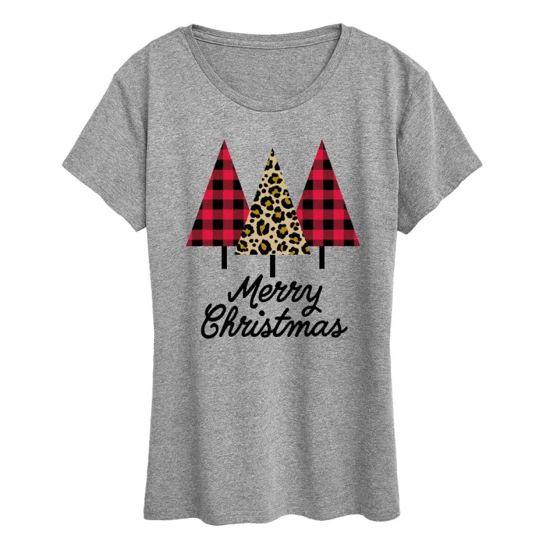 Women's Leopard and Plaid Christmas Trees Tee sold by Zulily