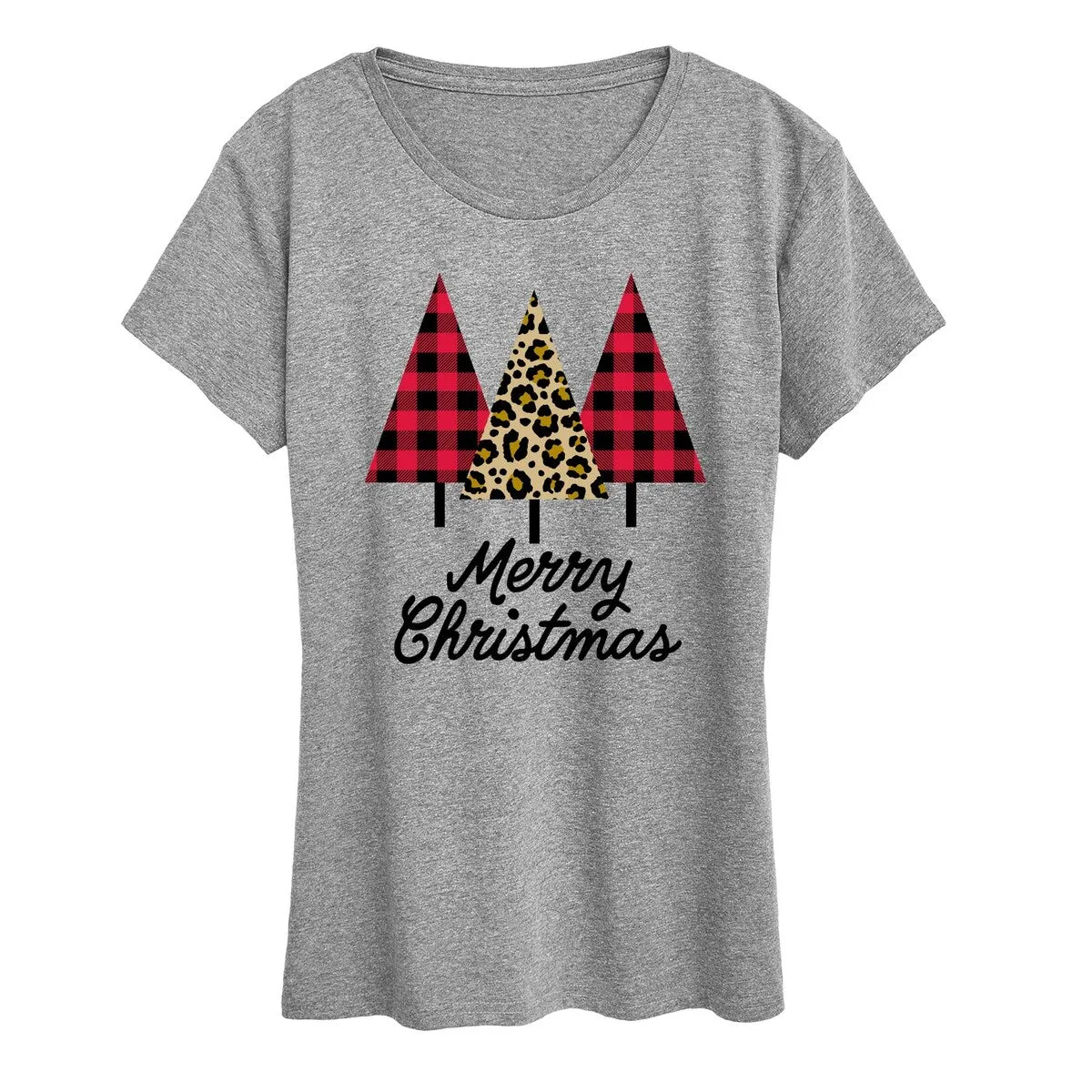 Women's Leopard and Plaid Christmas Trees Tee sold by Zulily