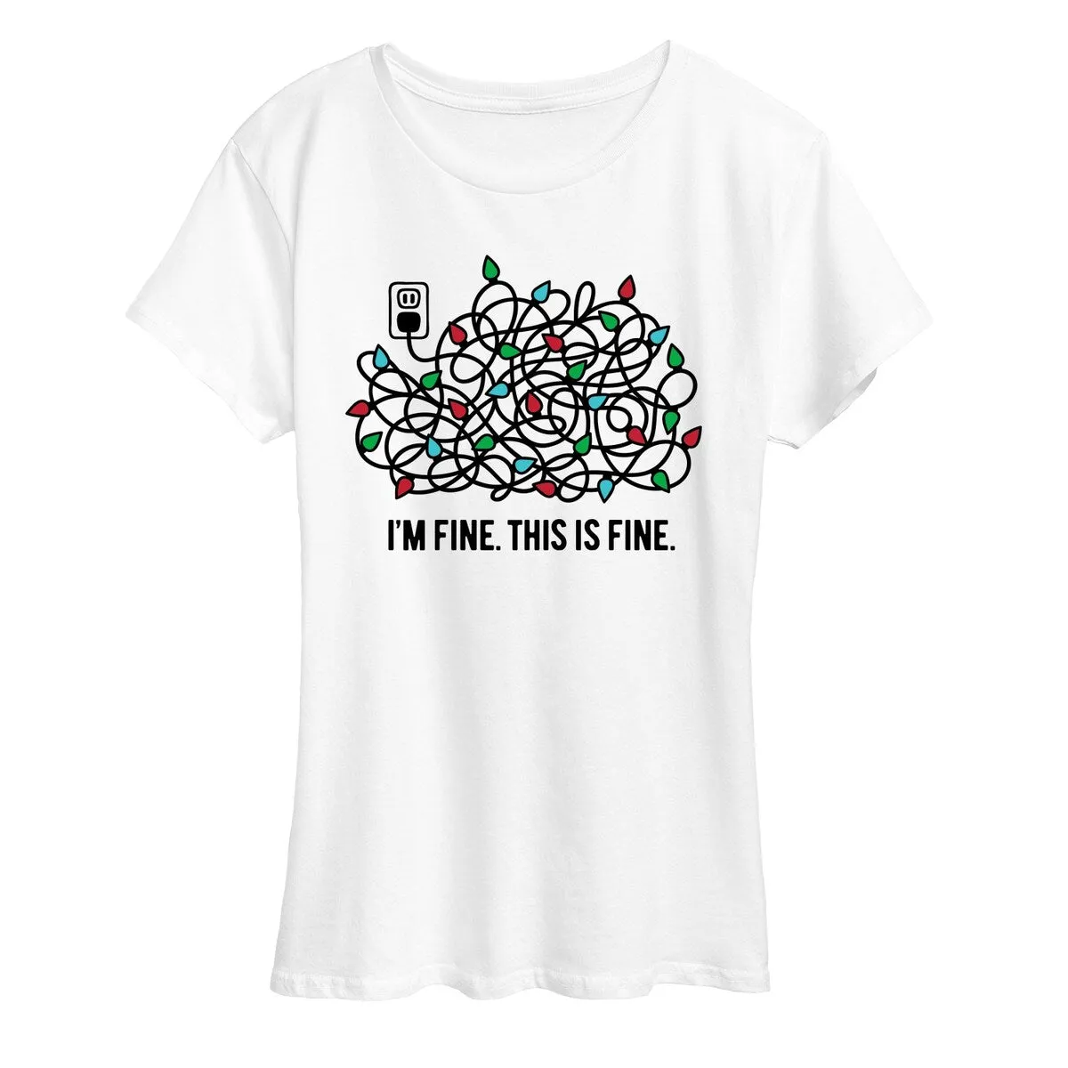 Women's I'm Fine This Is Fine Christmas Lights Tee sold by Zulily
