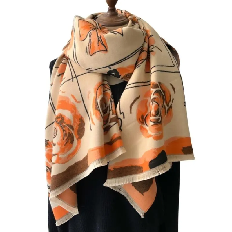 Luxurious Hibiscus Flower Scarf in Cantaloupe sold by Zulily