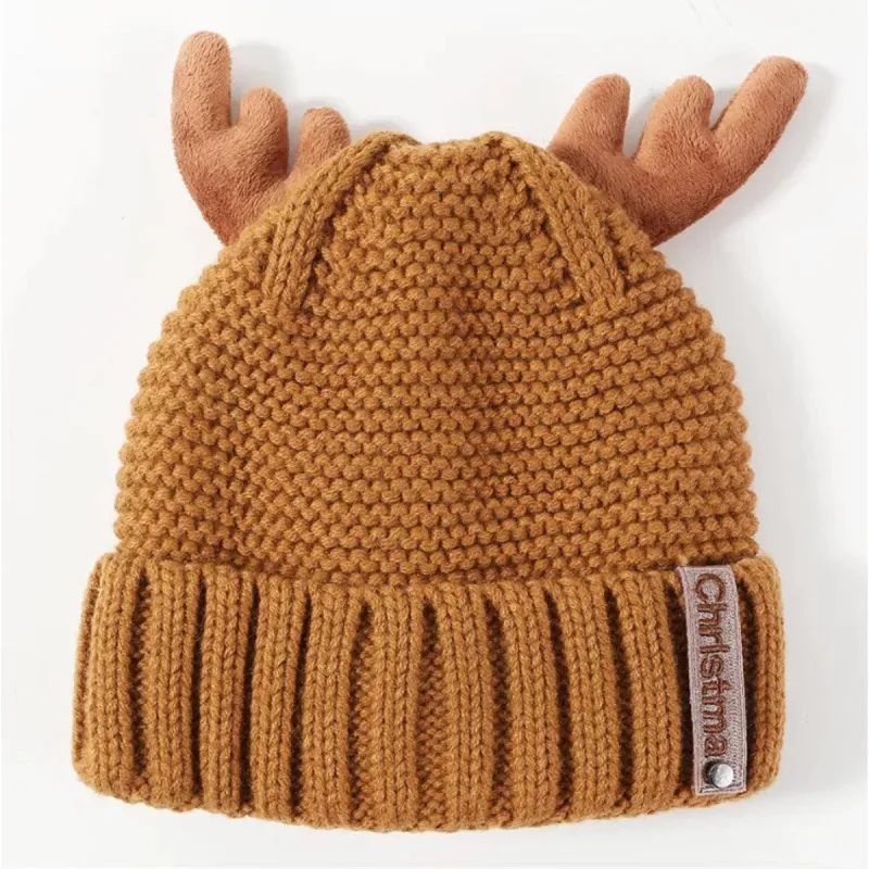Knitted Antler Beanie Hat in Cognac sold by Zulily