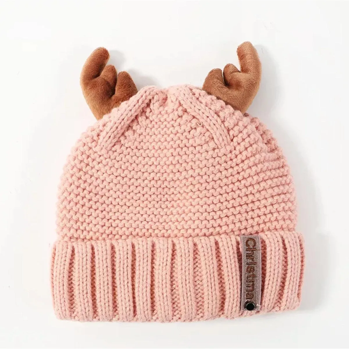 Knitted Antler Beanie Hat in Rose sold by Zulily