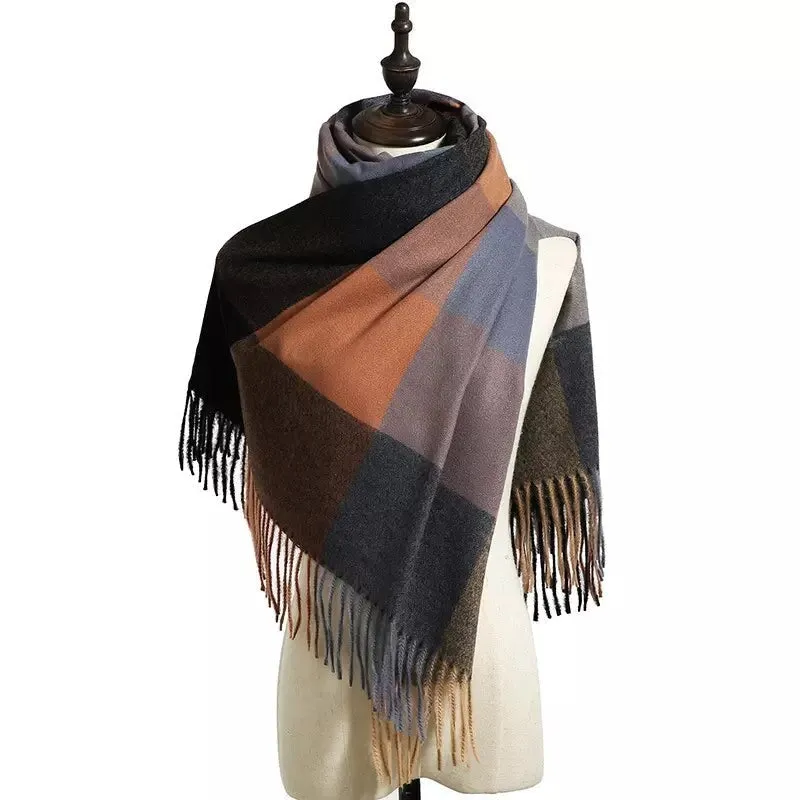 Cosy Plaid Scarf With Tassels in Bronze Rpse sold by Zulily
