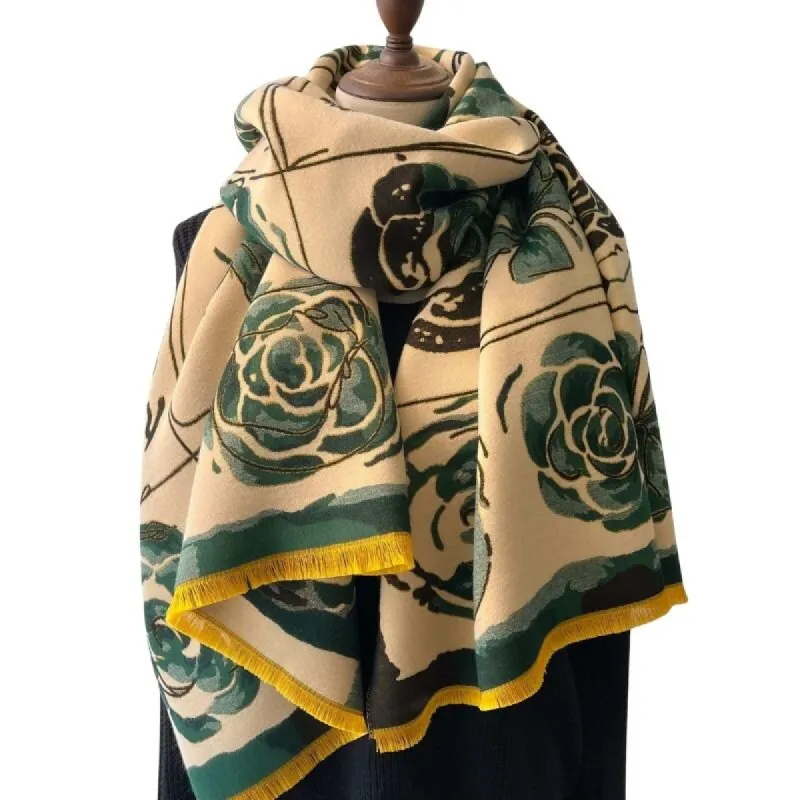Luxurious Hibiscus Flower Scarf in Green sold by Zulily
