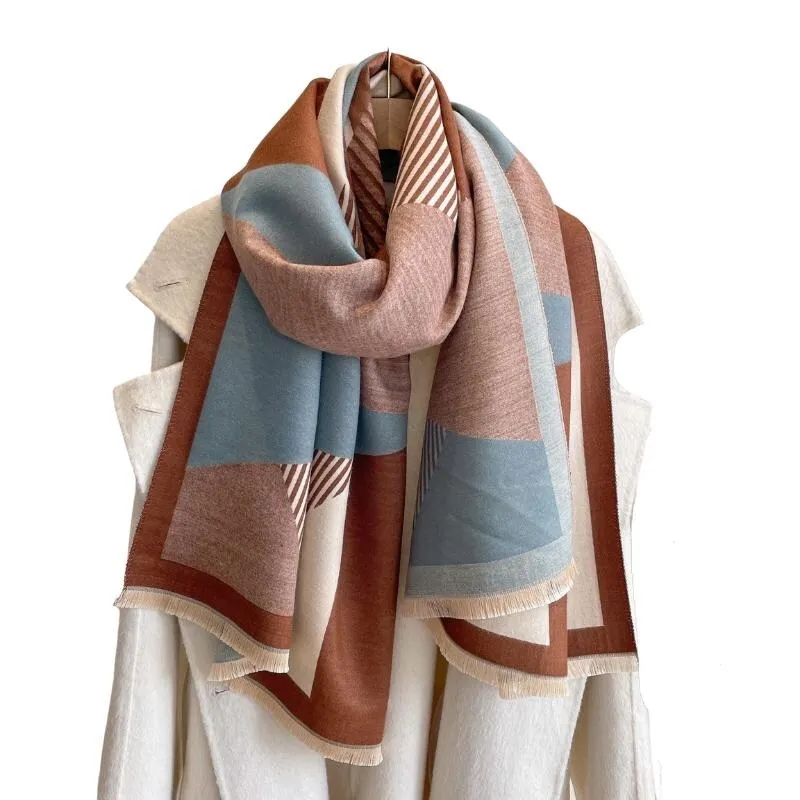 Brown & Blue Plaid Striped Fringe-Trimmed Scarf sold by Zulily